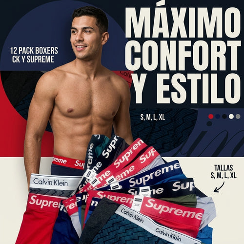 12 Boxers Premium + 12 Medias